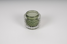 A299R4 Photophore en verre vert D7cm H7.5cm
