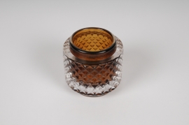 A300R4 Brown glass candle jar D7cm H7.5cm
