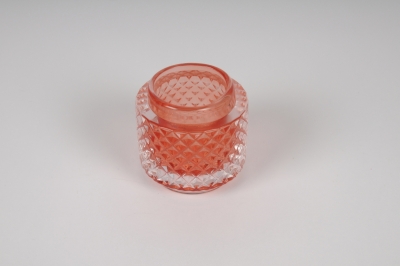 A301R4 Red glass candle jar D7cm H7.5cm