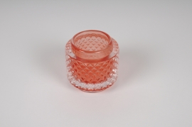 A301R4 Red glass candle jar D7cm H7.5cm