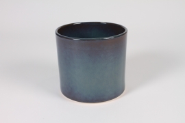A302QS Cache-pot en céramique bleu foncé D13.5cm H12.5cm