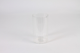 A303NH Clear striated glass vase D10cm H18cm