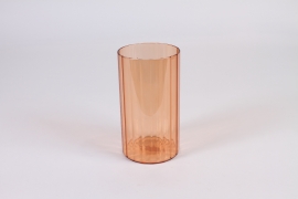 A305NH Orange striated glass vase D10cm H18cm
