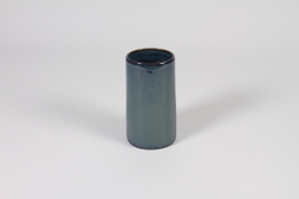A306QS Vase en céramique bleu foncé D7.8cm H13.5cm