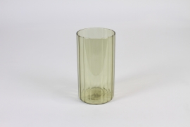 A307NH Green striated glass vase D10cm H18cm