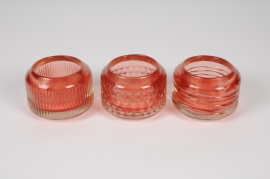 A308R4 Assorted red glass candle jar D8cm H6cm