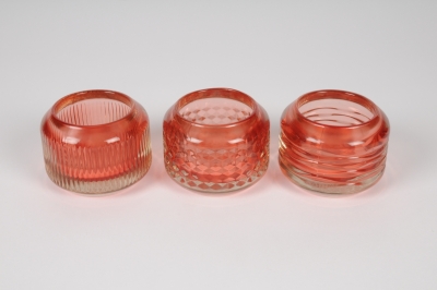 A308R4 Photophore en verre rouge assorti D8cm H6cm