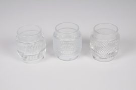 A310R4 Assorted clear glass candle jar D7cm H8cm