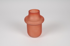 A312R4 Vase en verre déco rouge mat D10cm H15.5cm
