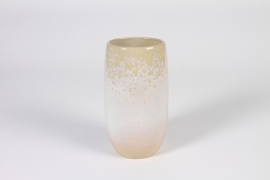 A313QS Vase en céramique beige rosé D10cm H18cm