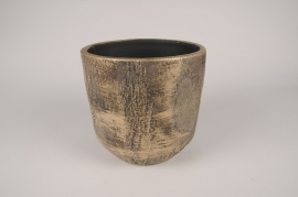 A313Y8 Cache-pot en céramique antique or D17cm H16cm