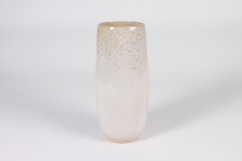 A314QS Vase en céramique beige rosé D12cm H27.2cm