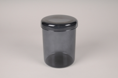 A318DQ Bocal en verre noir avec couvercle D12cm H16cm