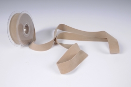 A318UN Ruban de velours gris beige 25mm x 7m