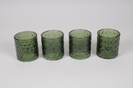 A319R4 Assorted green glass candle jar D7cm H7.5cm
