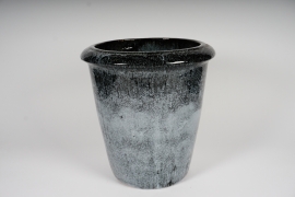 A321DQ Grey black glazed ceramic planter D34cm H35cm