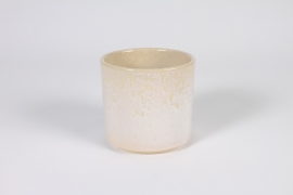 A321QS Cache-pot en céramique beige rosé D10.8cm H10cm