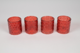 A321R4 Assorted red glass candle jar D7cm H7.5cm