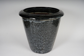 A322DQ Grey black glazed ceramic planter D45cm H43cm