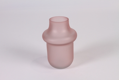 A330R4 Vase en verre d�co rose mat D10cm H15.5cm