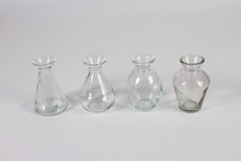 A336R4 Vase bouteille en verre assorti D7cm H10cm