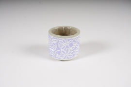 A336Y8 Cache-pot en céramique lavande motif fleur D7.5cm H6.5cm
