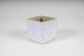 A345Y8 Lavender ceramic planter with flower pattern 11x11cm H11cm