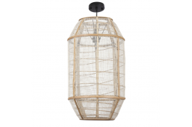 A352DQ Wood and linen hanging lamp D32cm H58cm