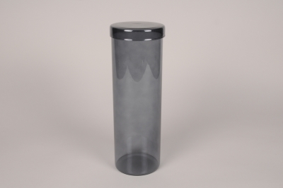 A356DQ Bocal en verre noir avec couvercle D10cm H30cm