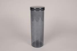 A356DQ Bocal en verre noir avec couvercle D10cm H30cm