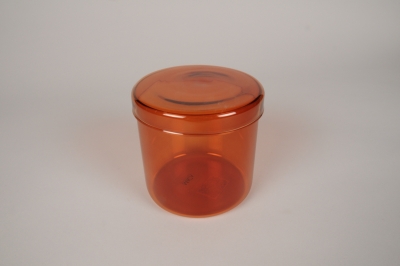 A361DQ Bocal en verre rouge avec couvercle D12cm H12cm