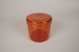 A361DQ Red glass jar with cover D12cm H12cm