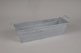 A372NM Whitened zinc oval planter 36.5x13.5cm H10cm