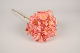 a377am Hortensia artificiel rose H55cm