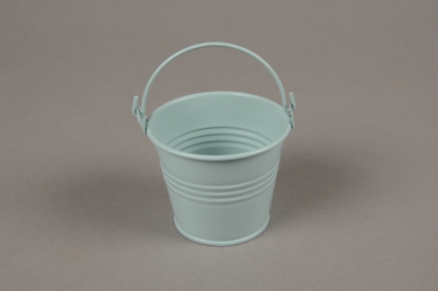 A388KM Seau en zinc bleu clair D6.5cm H5.5cm
