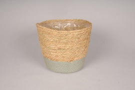 A402NM Natural and green seagrass planter D26cm H22cm