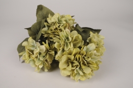 a404am Bouquet d'hortensias artificiels verts H53cm