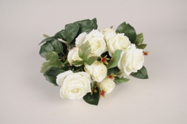 a406am Bouquet de roses artificielles blanches H48cm