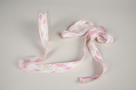 A417UN Pink watercolour fabric ribbon 25mm x 15m