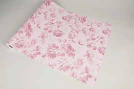 A426UN Tissu rose pastel motif fleur 48cm x 5m