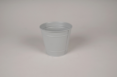 A433KM Cache-pot en zinc gris D11cm H10.5cm