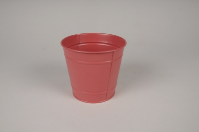 A445KM Cache-pot en zinc framboise D16cm H14.5cm