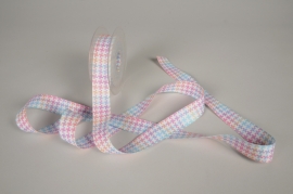 A447UN Multicoloured geometric fabric ribbon 25mm x 10m