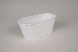 A455KM White zinc oval planter 22x10cm H9cm