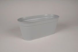 A457KM Grey zinc oval planter 28.5x13cm H12.5cm