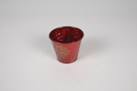 A464KM Cache-pot en zinc rouge et or D9.5cm H8cm