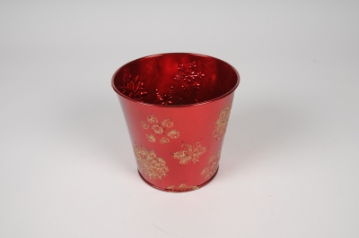 A466KM Cache-pot en zinc rouge et or D13.5cm H12cm