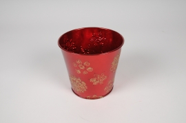 A466KM Red and gold  zinc planter D13.5cm H12cm