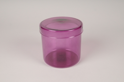 A486DQ Purple pink glass jar with cover D12cm H12cm