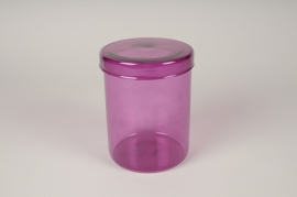 A494DQ Purple glass jar with cover D12cm H16cm
